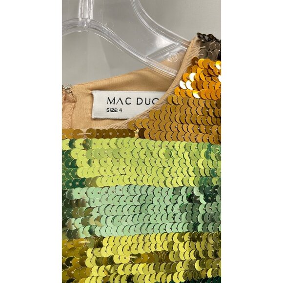 Mac Duggal Striped Sequin Long Sleeve Colorful Mini Dress Size 4 NWT - Picture 5 of 9